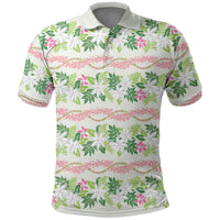 Monstera Tiare Plumeria Lei Pattern Polo Shirt Green Version