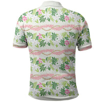 Monstera Tiare Plumeria Lei Pattern Polo Shirt Green Version
