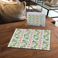 Monstera Tiare Plumeria Lei Pattern Puzzle Green Version