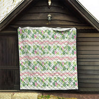 Monstera Tiare Plumeria Lei Pattern Quilt Green Version