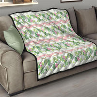 Monstera Tiare Plumeria Lei Pattern Quilt Green Version