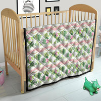 Monstera Tiare Plumeria Lei Pattern Quilt Green Version