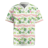 Monstera Tiare Plumeria Lei Pattern Rugby Jersey Green Version LT01 Green - Polynesian Pride