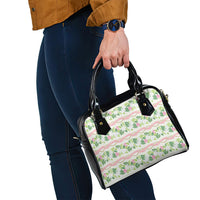 Monstera Tiare Plumeria Lei Pattern Shoulder Handbag Green Version