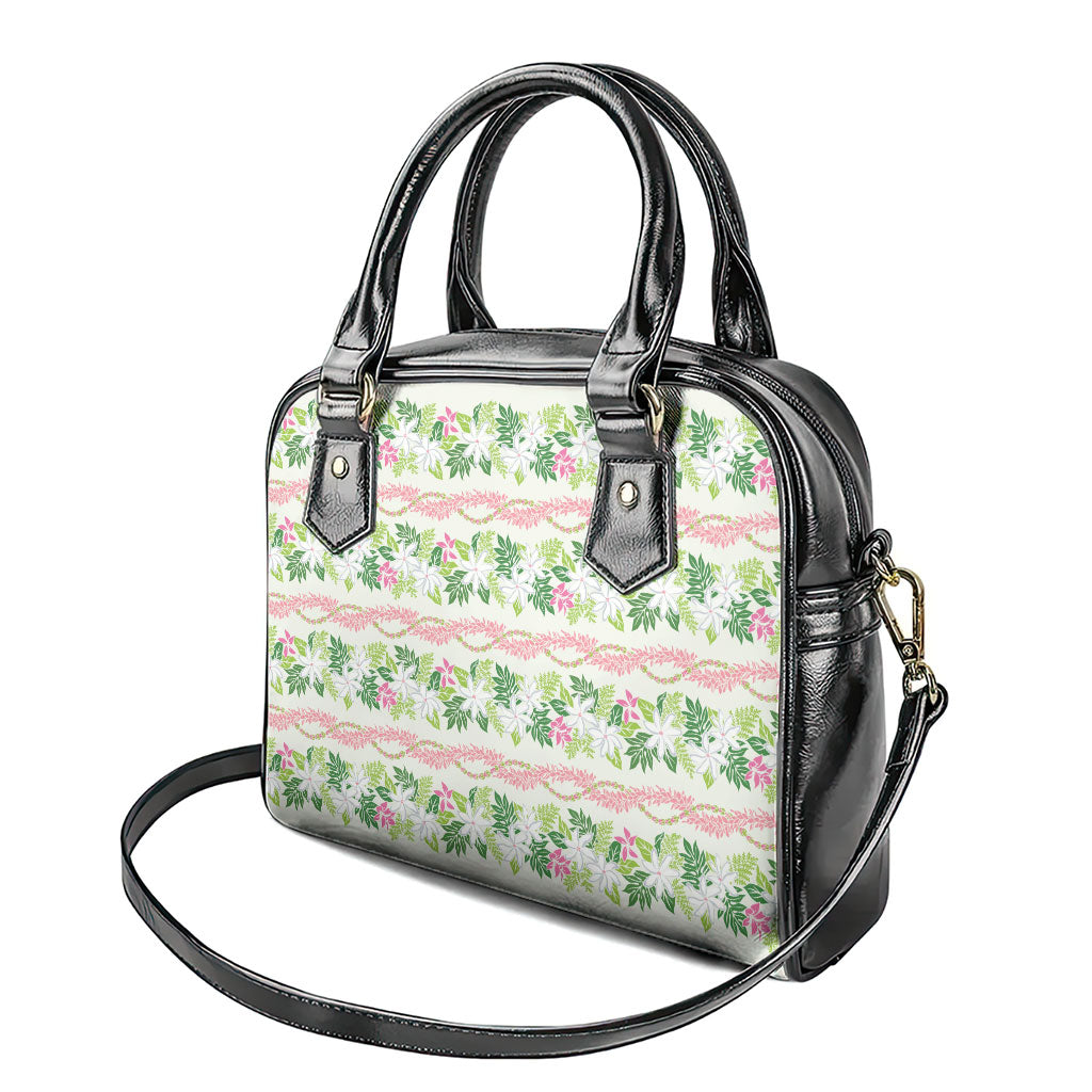 Monstera Tiare Plumeria Lei Pattern Shoulder Handbag Green Version