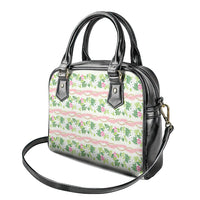 Monstera Tiare Plumeria Lei Pattern Shoulder Handbag Green Version