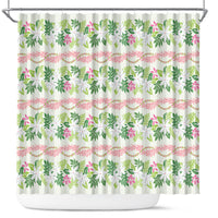Monstera Tiare Plumeria Lei Pattern Shower Curtain Green Version LT01 Green - Polynesian Pride