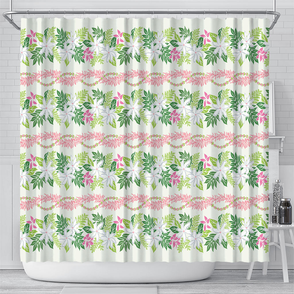 Monstera Tiare Plumeria Lei Pattern Shower Curtain Green Version LT01 - Polynesian Pride
