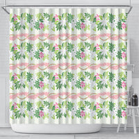 Monstera Tiare Plumeria Lei Pattern Shower Curtain Green Version LT01 - Polynesian Pride