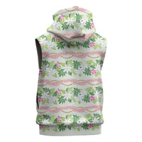 Monstera Tiare Plumeria Lei Pattern Sleeveless Hoodie Green Version