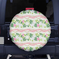 Monstera Tiare Plumeria Lei Pattern Spare Tire Cover Green Version