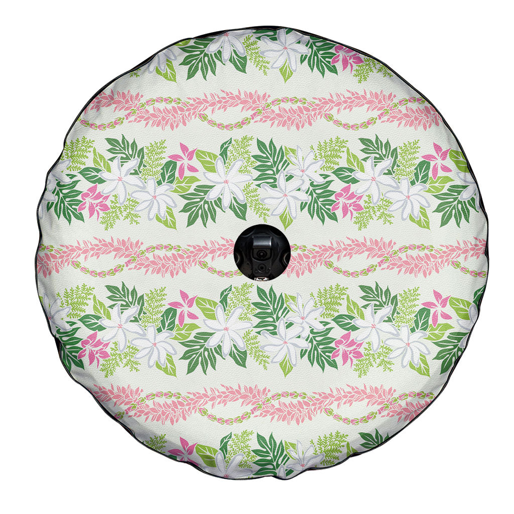 Monstera Tiare Plumeria Lei Pattern Spare Tire Cover Green Version
