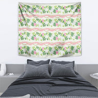 Monstera Tiare Plumeria Lei Pattern Tapestry Green Version