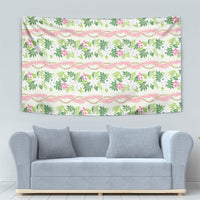 Monstera Tiare Plumeria Lei Pattern Tapestry Green Version