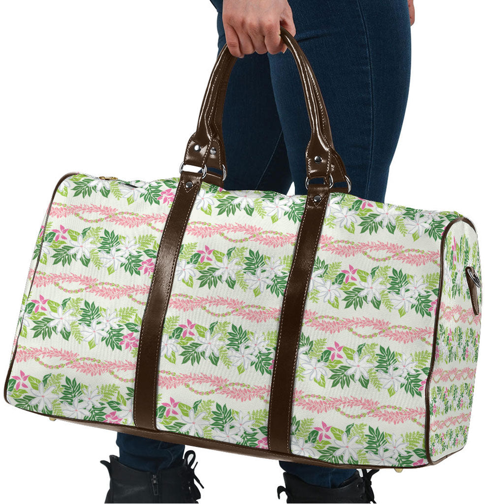 Monstera Tiare Plumeria Lei Pattern Travel Bag Green Version