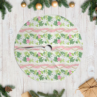 Monstera Tiare Plumeria Lei Pattern Tree Skirt Green Version