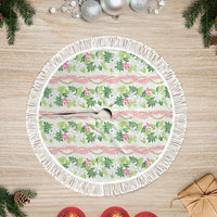 Monstera Tiare Plumeria Lei Pattern Tree Skirt Green Version