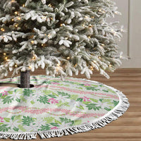 Monstera Tiare Plumeria Lei Pattern Tree Skirt Green Version