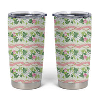 Monstera Tiare Plumeria Lei Pattern Tumbler Cup Green Version
