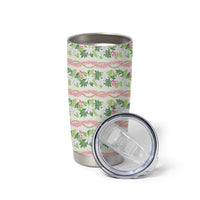 Monstera Tiare Plumeria Lei Pattern Tumbler Cup Green Version