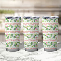 Monstera Tiare Plumeria Lei Pattern Tumbler Cup Green Version