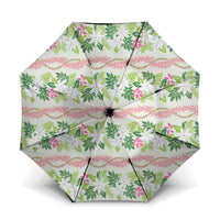 Monstera Tiare Plumeria Lei Pattern Umbrella Green Version