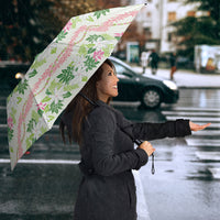 Monstera Tiare Plumeria Lei Pattern Umbrella Green Version