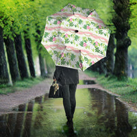 Monstera Tiare Plumeria Lei Pattern Umbrella Green Version