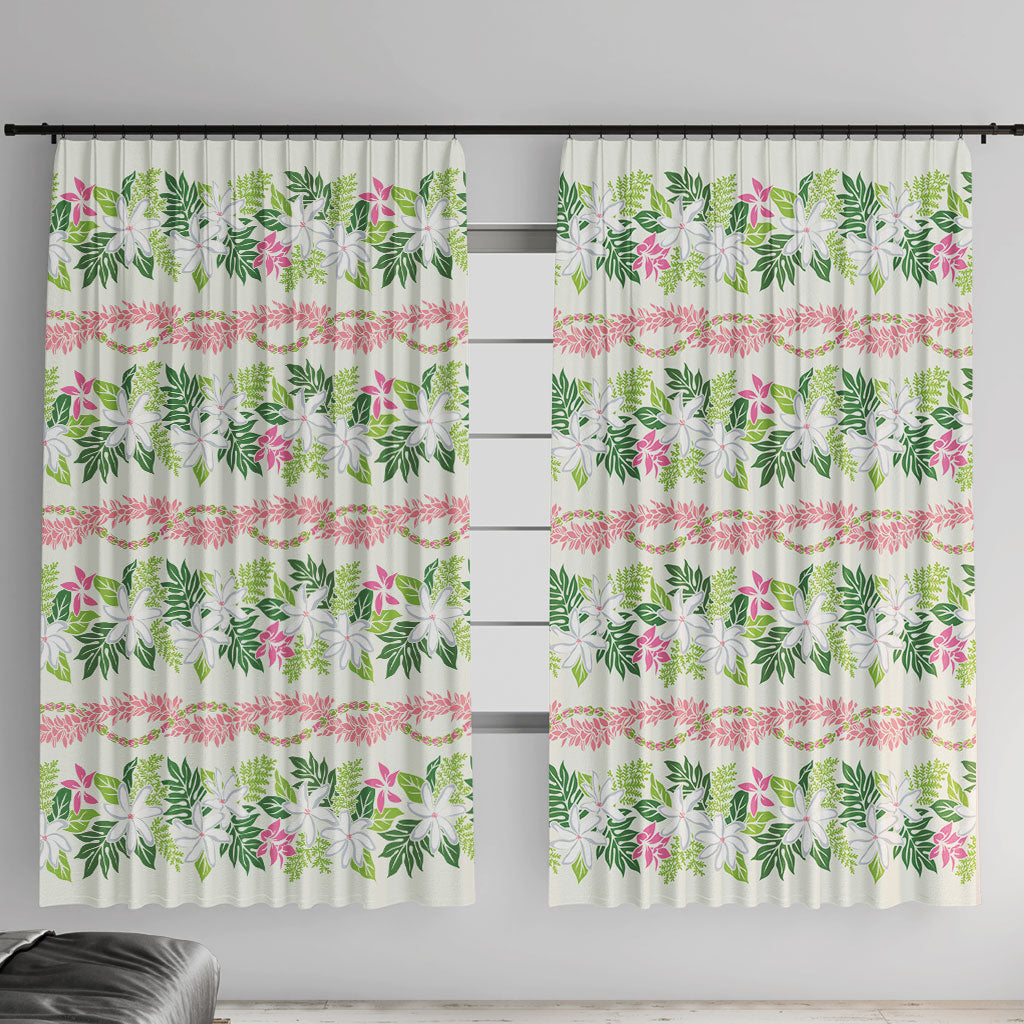 Monstera Tiare Plumeria Lei Pattern Window Curtain Green Version