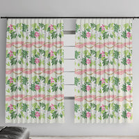 Monstera Tiare Plumeria Lei Pattern Window Curtain Green Version