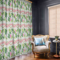 Monstera Tiare Plumeria Lei Pattern Window Curtain Green Version