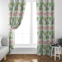 Monstera Tiare Plumeria Lei Pattern Window Curtain Green Version