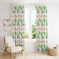 Monstera Tiare Plumeria Lei Pattern Window Curtain Green Version