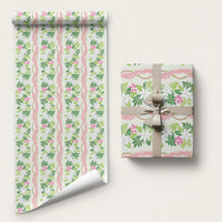 Monstera Tiare Plumeria Lei Pattern Wrapping Paper Green Version