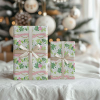 Monstera Tiare Plumeria Lei Pattern Wrapping Paper Green Version
