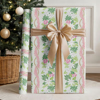 Monstera Tiare Plumeria Lei Pattern Wrapping Paper Green Version