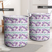 Monstera Tiare Plumeria Lei Pattern Laundry Basket Purple Version