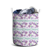 Monstera Tiare Plumeria Lei Pattern Laundry Basket Purple Version