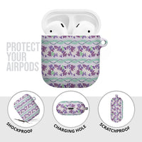 Monstera Tiare Plumeria Lei Pattern AirPods Case Purple Version LT01 - Polynesian Pride