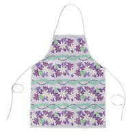 Monstera Tiare Plumeria Lei Pattern Apron Purple Version