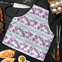 Monstera Tiare Plumeria Lei Pattern Apron Purple Version