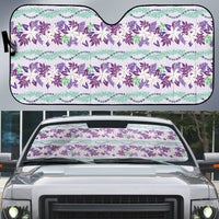 Monstera Tiare Plumeria Lei Pattern Auto Sun Shade Purple Version
