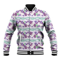 Monstera Tiare Plumeria Lei Pattern Baseball Jacket Purple Version