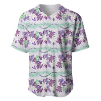 Monstera Tiare Plumeria Lei Pattern Baseball Jersey Purple Version