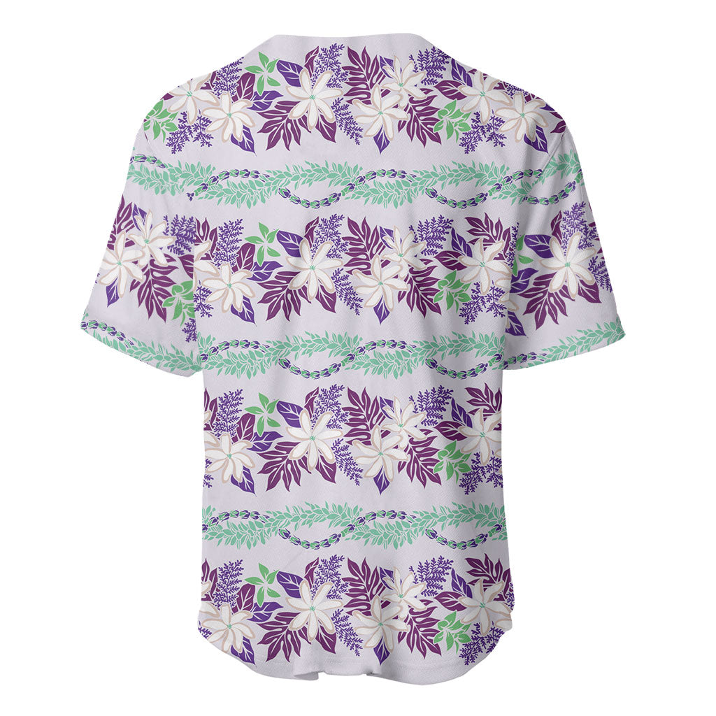 Monstera Tiare Plumeria Lei Pattern Baseball Jersey Purple Version