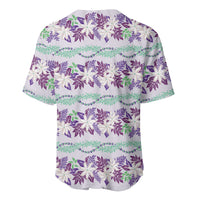 Monstera Tiare Plumeria Lei Pattern Baseball Jersey Purple Version