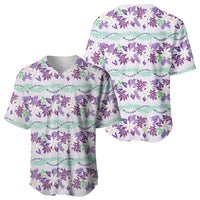 Monstera Tiare Plumeria Lei Pattern Baseball Jersey Purple Version