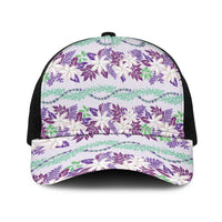Monstera Tiare Plumeria Lei Pattern Baseball Net Cap Purple Version
