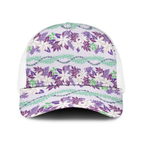 Monstera Tiare Plumeria Lei Pattern Baseball Net Cap Purple Version