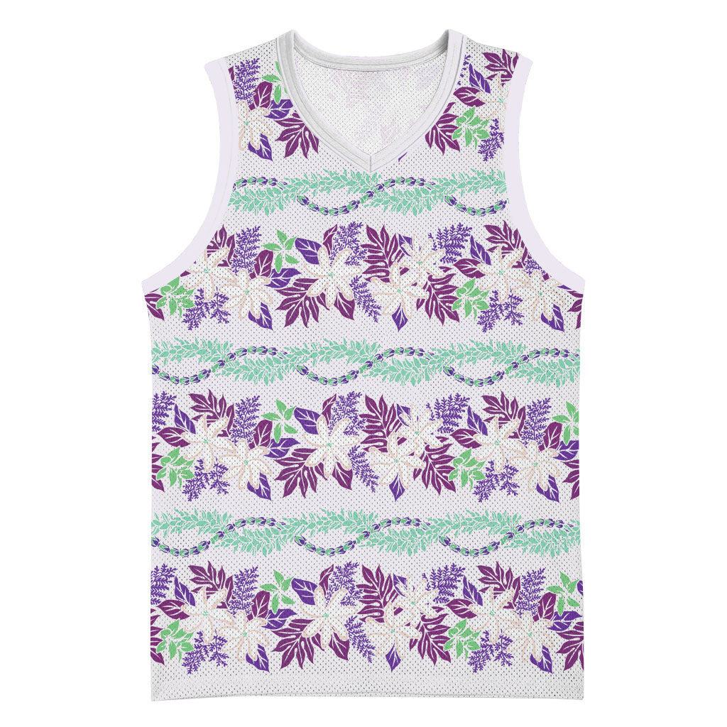 Monstera Tiare Plumeria Lei Pattern Basketball Jersey Purple Version LT01 Unisex Purple - Polynesian Pride